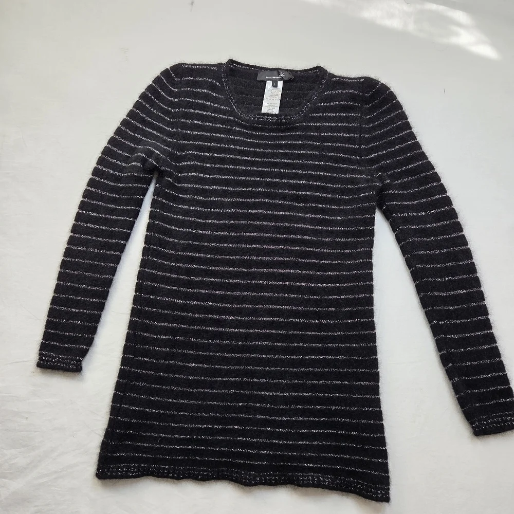 Isabel Marant Angora Blend Striped Longline Sweater Tunic Black Silver Size 3 - Picture 7 of 10